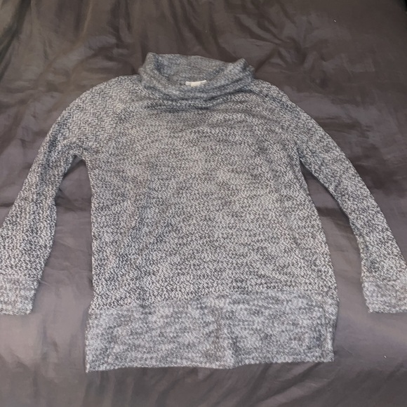 Loft lounge sweater with turtleneck, black and white stitching, size medium - Picture 3 of 3